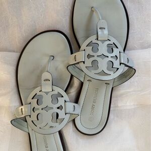 Tory Burch Leather Miller Thong Slip On Sandal Light Blue - Size 7
